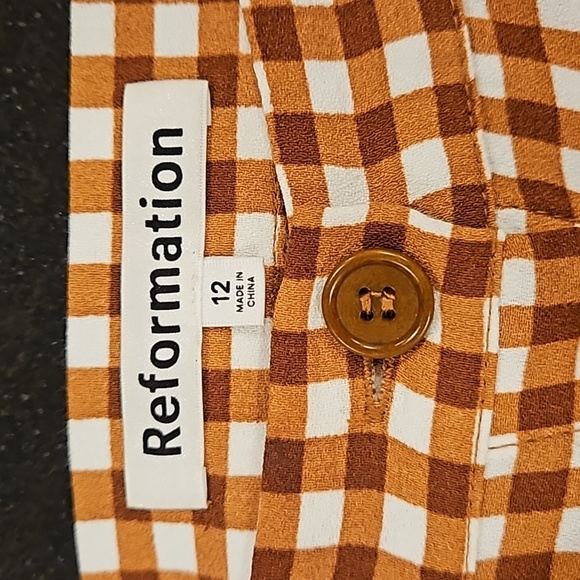 💕REFORMATION💕 Hermosa Skirt ~ Chestnut Check 12 NWOT - Picture 11 of 13
